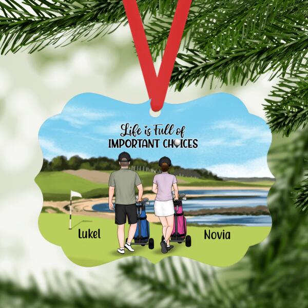 Personalized Metal Ornament, Golf Pushing Cart Partners - Couple And Friends, Gift For Christmas