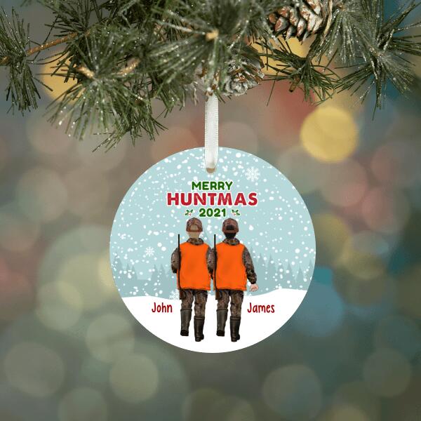 Personalized Ornament, Up To Four Men - Hunting Partners Christmas, Gift for Family and Friends