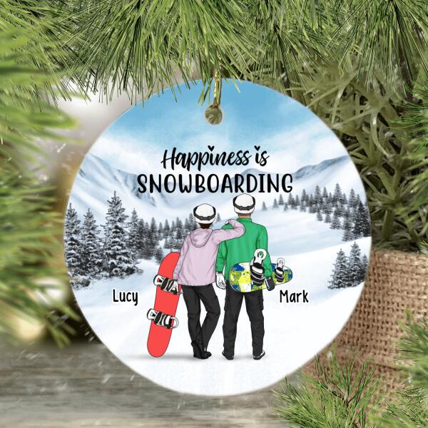 Personalized Ornament, Snowboarding Couple and Friends, Gift for Snowboarding Lovers