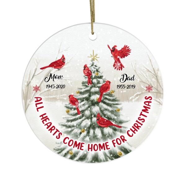 All Hearts Come Home for Christmas - Personalized Gifts Custom Memorial Ornament for Family, Memorial Gifts