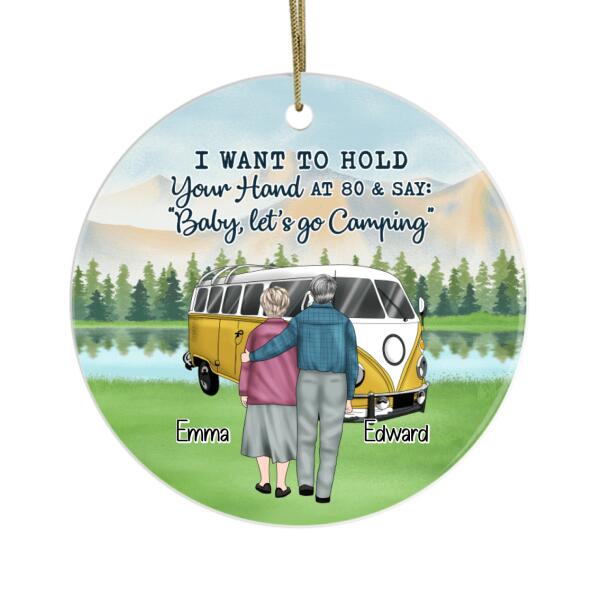 Personalized Ornament, Metal Ornament, Baby Let's Go Camping, Gift for Camping and Dog Lovers