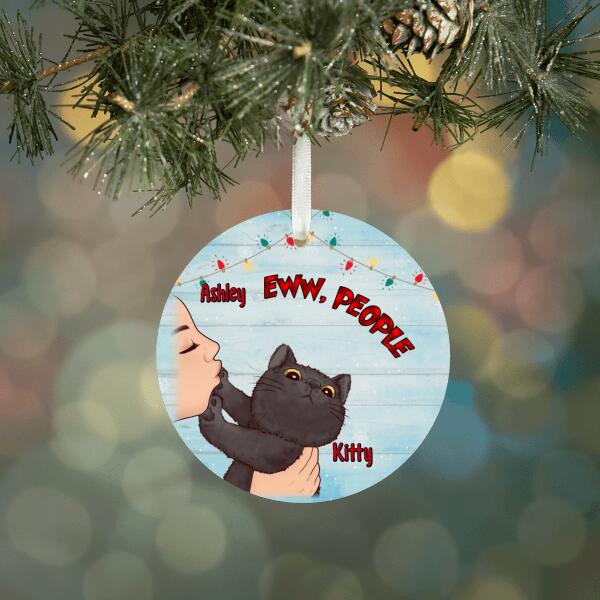 Personalized Ornament, Cat No Kisses, Christmas Gift For Cat Lovers