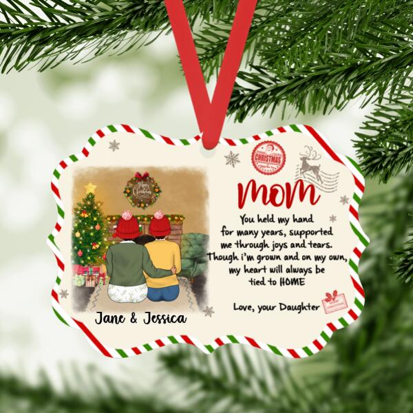 Letter to Mom and Dad from Daughter - Christmas Personalized Gifts Custom Ornament for Family for Mom