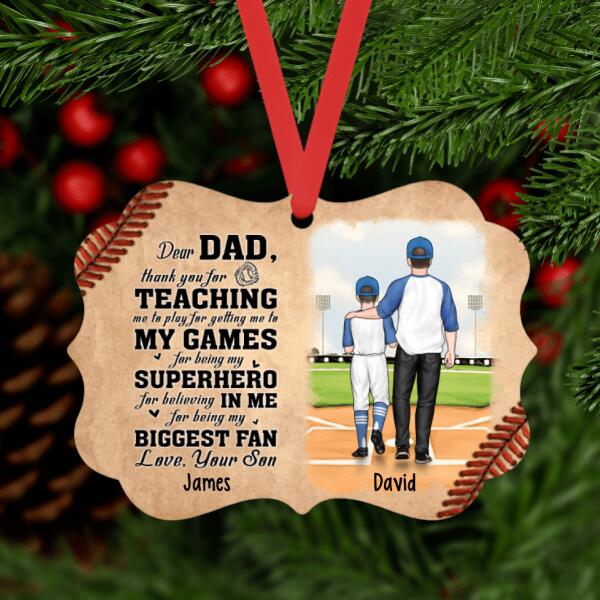 Dad Teaching My Games - Personalized Gifts Custom Baseball Ornament for Dad, Baseball Lovers