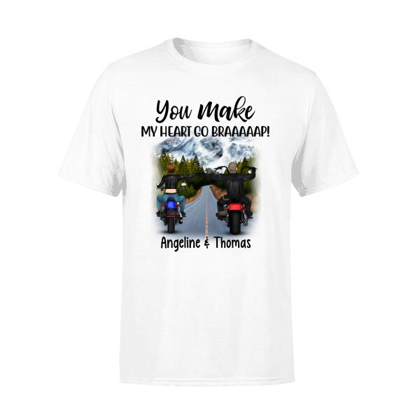 Personalized Shirt, Riding Side By Side - Motorcycle Couple And Friends, Gifts For Motorcycle Lovers