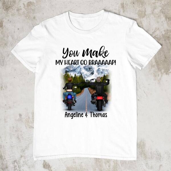 Personalized Shirt, Riding Side By Side - Motorcycle Couple And Friends, Gifts For Motorcycle Lovers