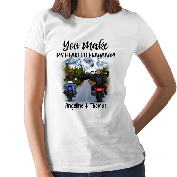 Personalized Shirt, Riding Side By Side - Motorcycle Couple And Friends, Gifts For Motorcycle Lovers