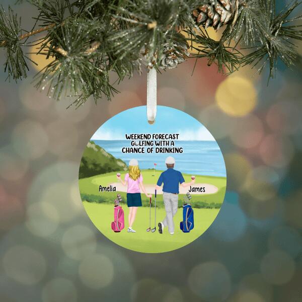 Personalized Ornament, Golf Drinking Couple And Friends Gift, Christmas Gift For Golfers