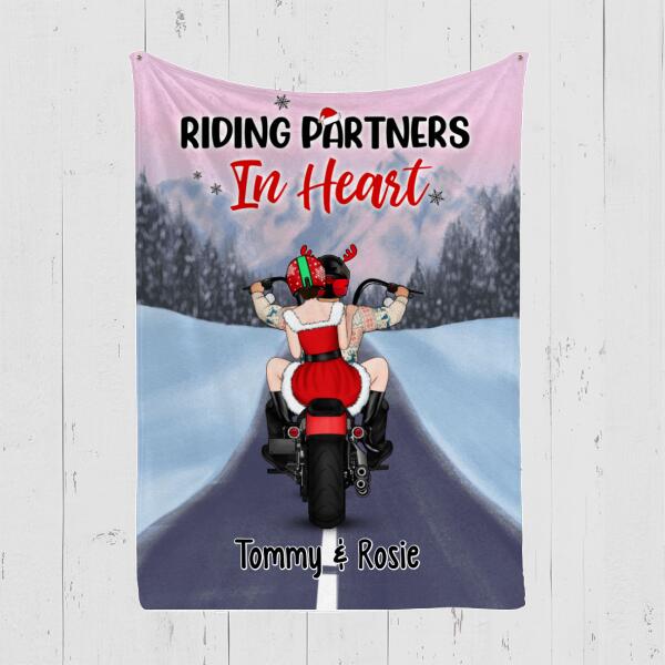 Personalized Blanket, Christmas Motorcycle Couple, Christmas Gift For Motorcycle Lovers