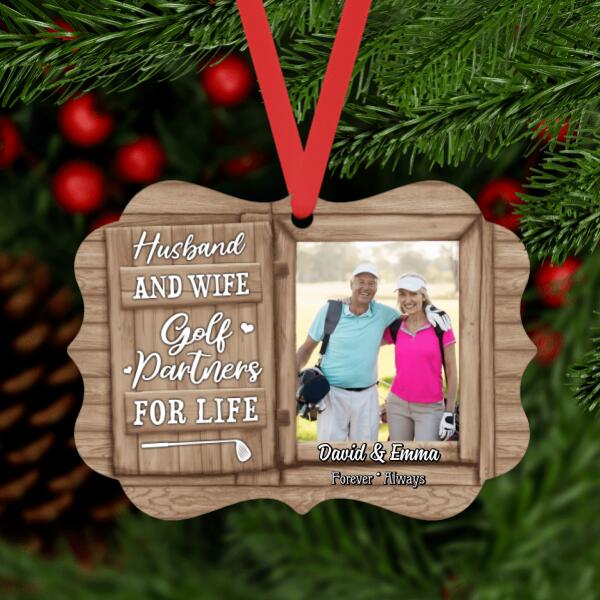 Husband and Wife Golf Partners for Life - Christmas Personalized Photo Upload Gifts Custom Ornament for Couples