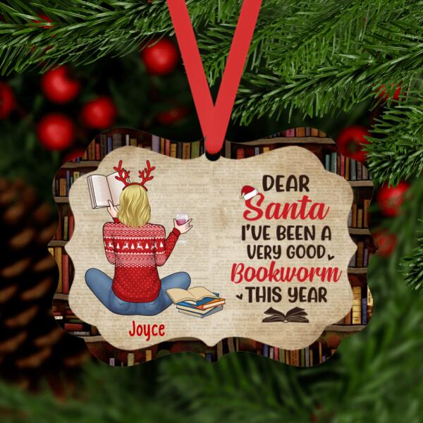 Personalized Ornament, Gift For Book Lovers, Dear Santa I've Been Very Good Bookworm This Year