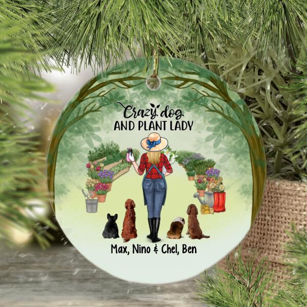 Personalized Ornament, Crazy Dog And Plant Lady, Christmas Gift For Gardeners And Dog Lovers