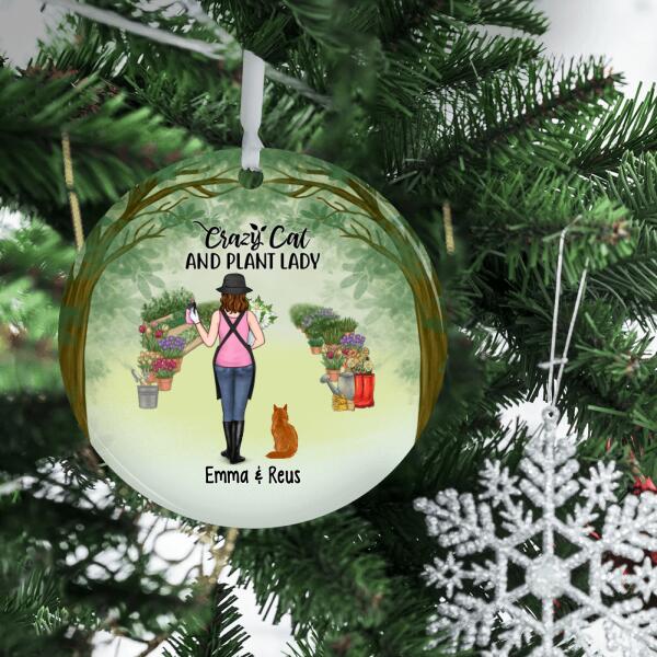 Personalized Ornament, Life Is Better With Plants And Cats, Christmas Gift For Gardeners And Cat Lovers