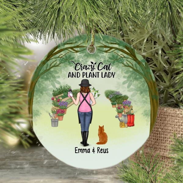 Personalized Ornament, Life Is Better With Plants And Cats, Christmas Gift For Gardeners And Cat Lovers