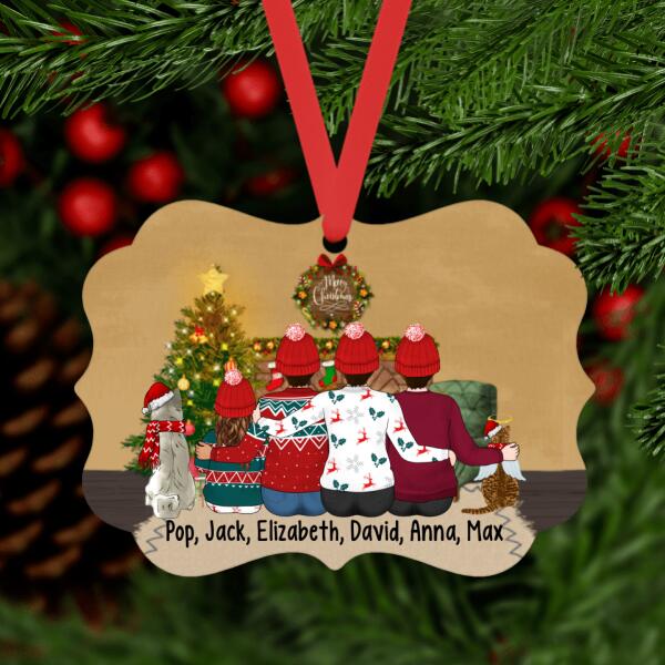 Personalized Metal Ornament, Women With Kids and Pets, Gift For Christmas