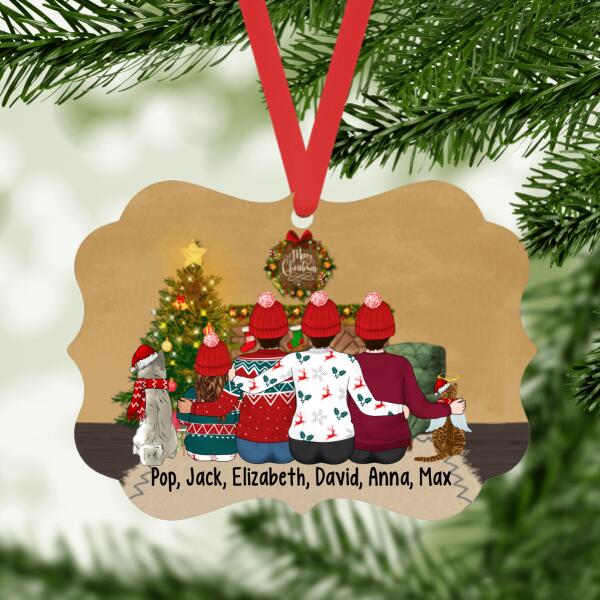 Personalized Metal Ornament, Women With Kids and Pets, Gift For Christmas