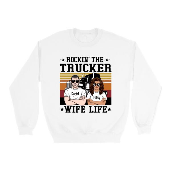 Personalized Shirt, Rockin' The Trucker Wife Life, Gift For Couples