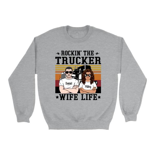 Personalized Shirt, Rockin' The Trucker Wife Life, Gift For Couples