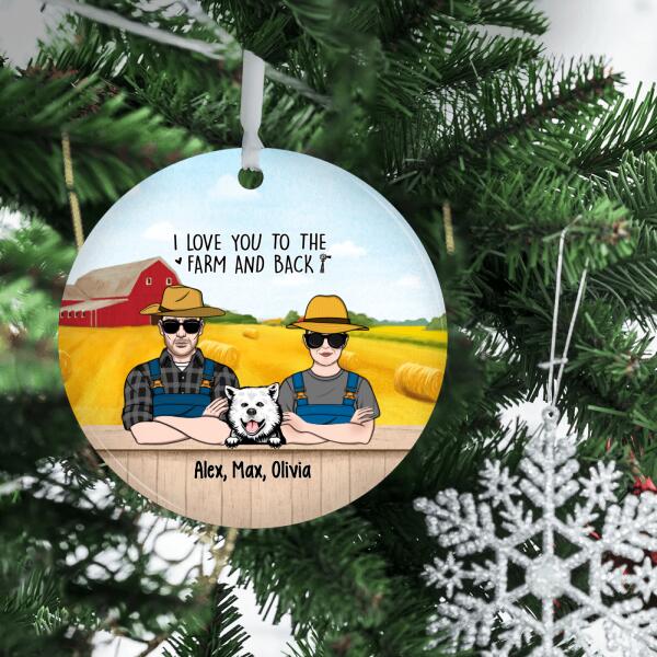 Personalized Ornament, Farming Couple With Pets, Christmas Gift For Farmers, Dog Lovers, Cat Lovers