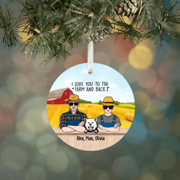 Personalized Ornament, Farming Couple With Pets, Christmas Gift For Farmers, Dog Lovers, Cat Lovers