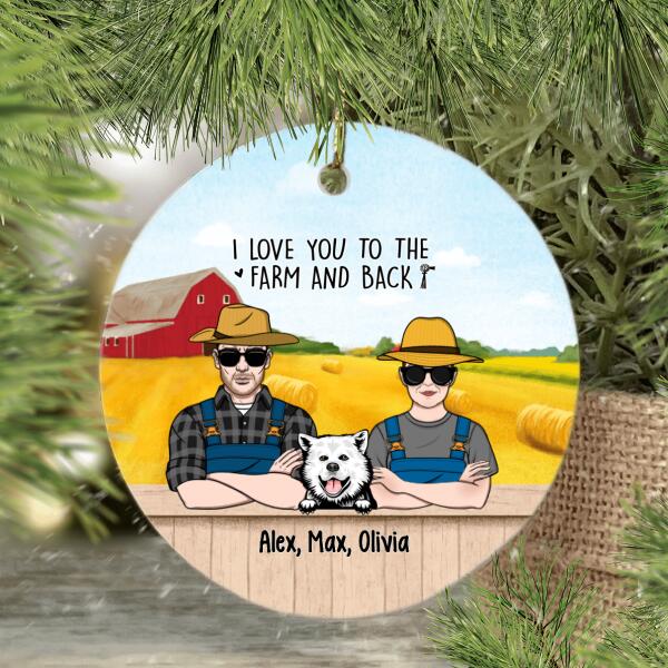 Personalized Ornament, Farming Couple With Pets, Christmas Gift For Farmers, Dog Lovers, Cat Lovers