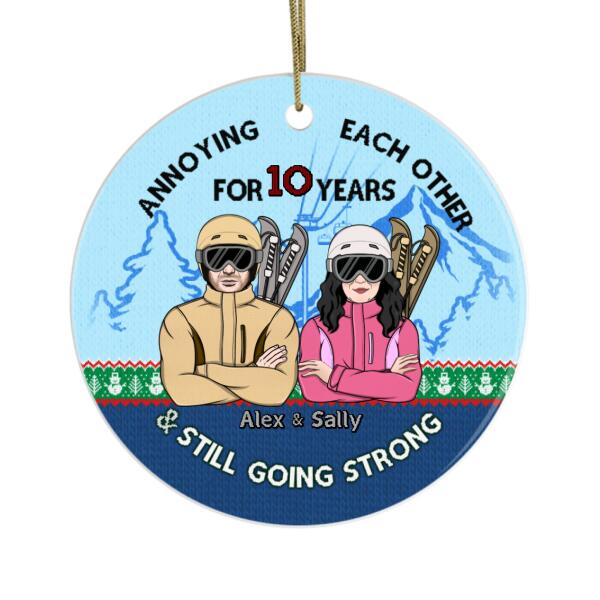 Personalized Ornament, Anniversary Gift For Skiing Couple, Annoying Each Other And Still Going Strong