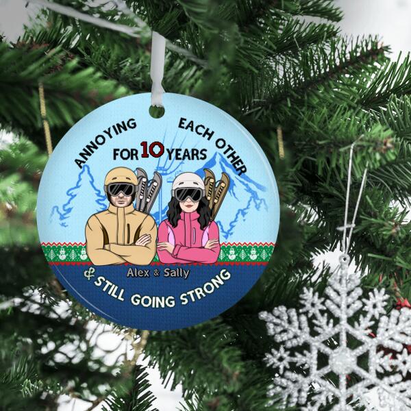 Personalized Ornament, Anniversary Gift For Skiing Couple, Annoying Each Other And Still Going Strong