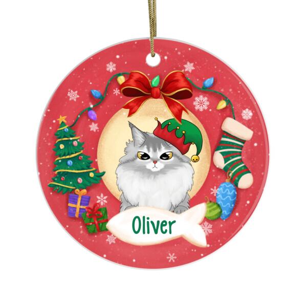 Personalized Ornament, Cute Cat Peeking, Christmas Gift For Cat Lovers