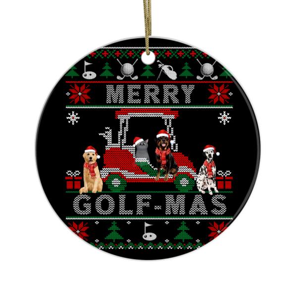 Personalized Ornament, Merry Golf-Mas With Pets, Christmas Gift For Golfing Lovers, Dog And Cat Lovers