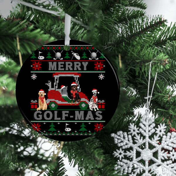 Personalized Ornament, Merry Golf-Mas With Pets, Christmas Gift For Golfing Lovers, Dog And Cat Lovers