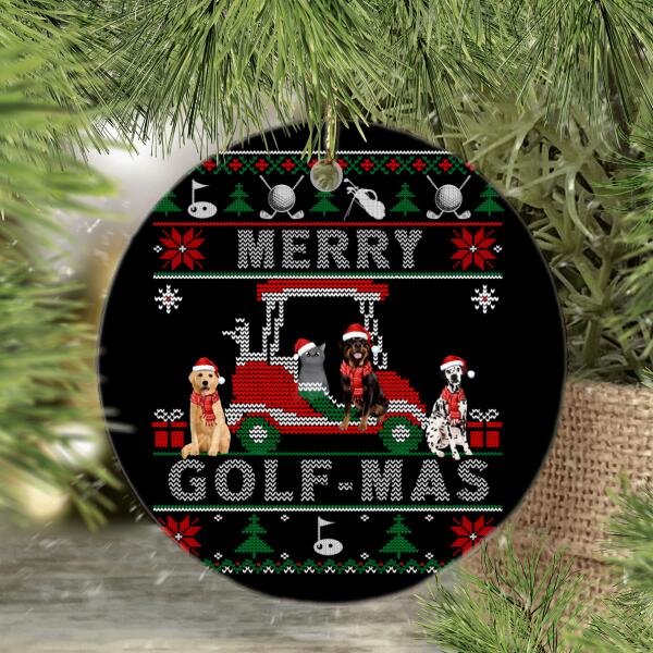 Personalized Ornament, Merry Golf-Mas With Pets, Christmas Gift For Golfing Lovers, Dog And Cat Lovers