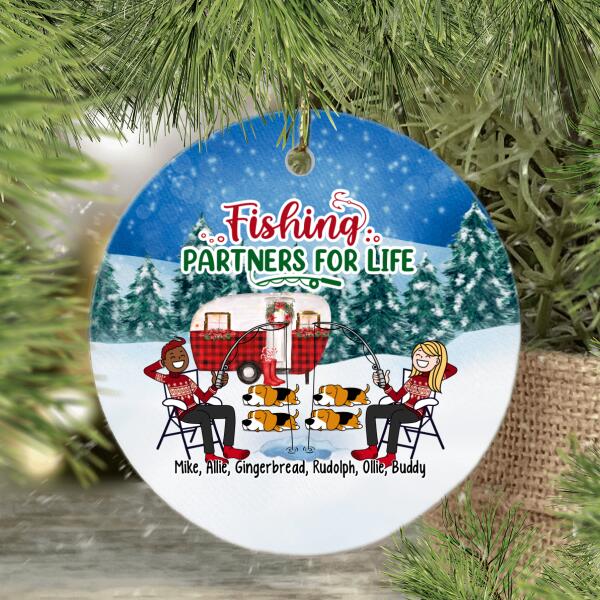 Personalized Ornament, Up To 4 Dogs, Fishing Partners For Life, Christmas Gift For Fishing Fans, Couples, Friends