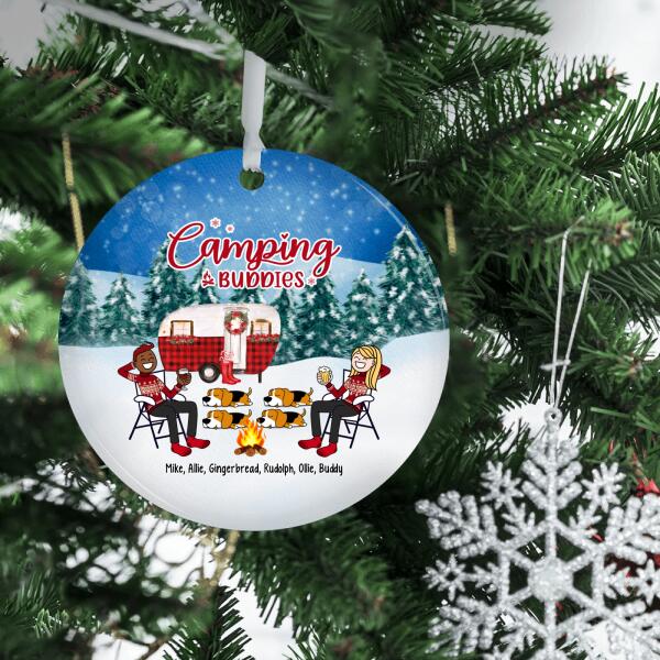 Personalized Ornament, Up To 4 Dogs, Camping Buddies, Camping Couple With Dogs, Christmas Gift For Camping Lovers, Dog Lovers