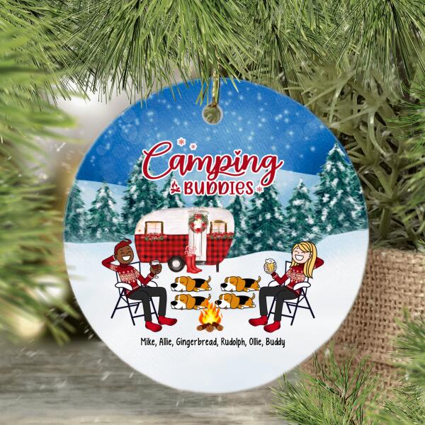 Personalized Ornament, Up To 4 Dogs, Camping Buddies, Camping Couple With Dogs, Christmas Gift For Camping Lovers, Dog Lovers
