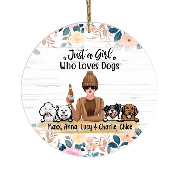 Personalized Ornament, Just A Girl Who Loves Dogs - Flower Theme, Christmas Gift For Dog Lovers