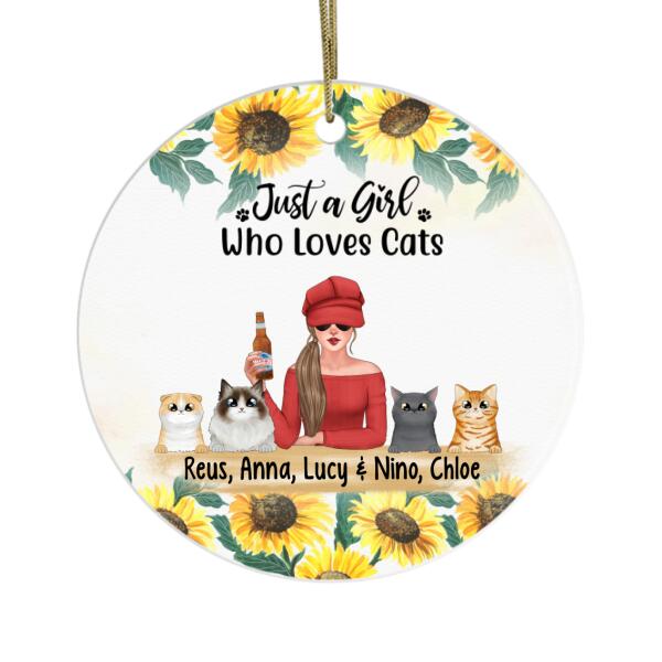 Personalized Ornament, Just A Girl Who Loves Cats - Flower Theme, Christmas Gift For Cat Lovers