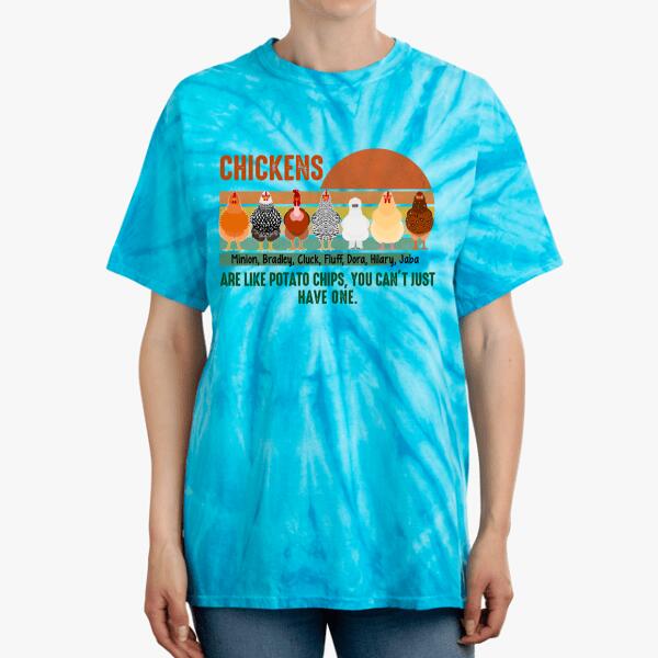 Personalized Shirt, Up To 7 Chickens, Chickens Are Like Potato Chips You Can't Just Have One, Gift for Chickens Lovers, Chicken Farmer