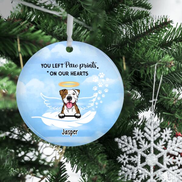 Personalized Ornament, You Left Paw Prints On Our Hearts, Memorial Gift For Dog/Cat Loss, Christmas Gift For Dog Lover, Cat Lover