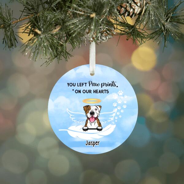 Personalized Ornament, You Left Paw Prints On Our Hearts, Memorial Gift For Dog/Cat Loss, Christmas Gift For Dog Lover, Cat Lover