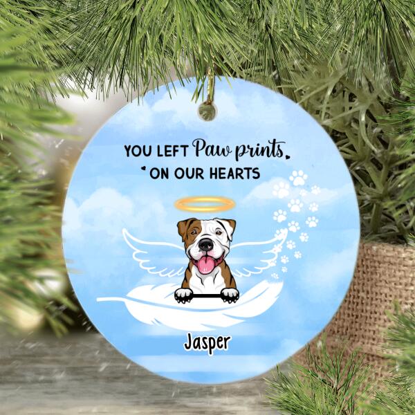 Personalized Ornament, You Left Paw Prints On Our Hearts, Memorial Gift For Dog/Cat Loss, Christmas Gift For Dog Lover, Cat Lover