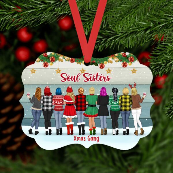 Personalized Ornament, Up To 10 Girls, Girls Drinking, Christmas Best Friends, Gift For Family And Friends