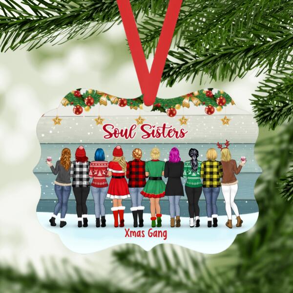 Personalized Ornament, Up To 10 Girls, Girls Drinking, Christmas Best Friends, Gift For Family And Friends