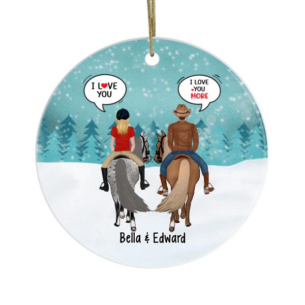 Personalized Ornament, Horse Riding Couple In Conversation, Christmas Gift For Horse Lovers, Couple