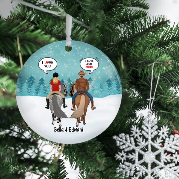 Personalized Ornament, Horse Riding Couple In Conversation, Christmas Gift For Horse Lovers, Couple