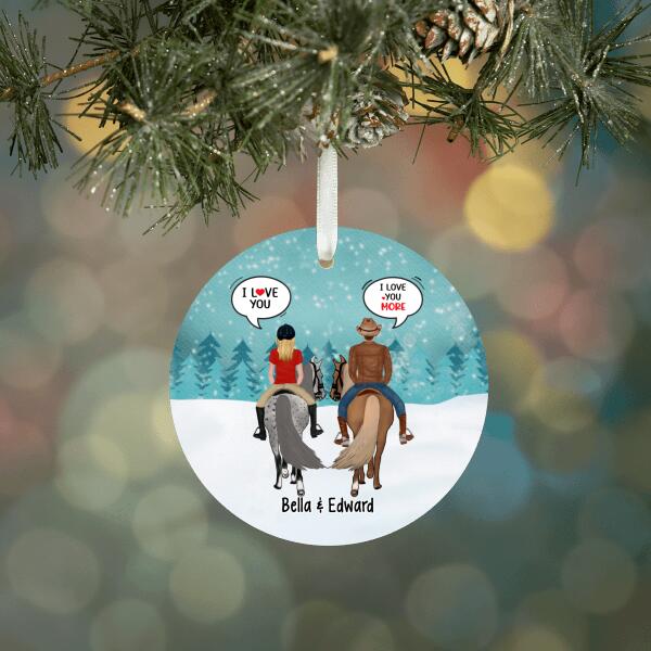 Personalized Ornament, Horse Riding Couple In Conversation, Christmas Gift For Horse Lovers, Couple