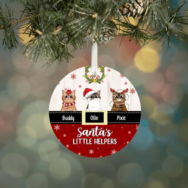 Personalized Ornament, Up To 3 Cats, Santa's Little Helpers, Christmas Gift For Cat Lovers