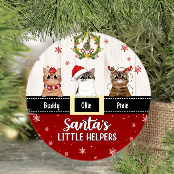 Personalized Ornament, Up To 3 Cats, Santa's Little Helpers, Christmas Gift For Cat Lovers