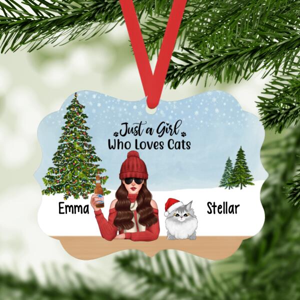 Personalized Ornament, Just A Girl Who Loves Cats, Christmas Gift For Cat Lovers