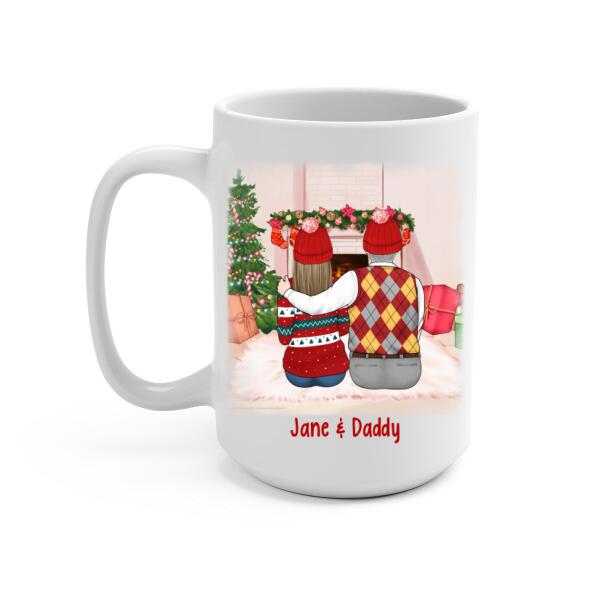 Dad and Daughters - Christmas Personalized Gifts Custom Mug for Dad