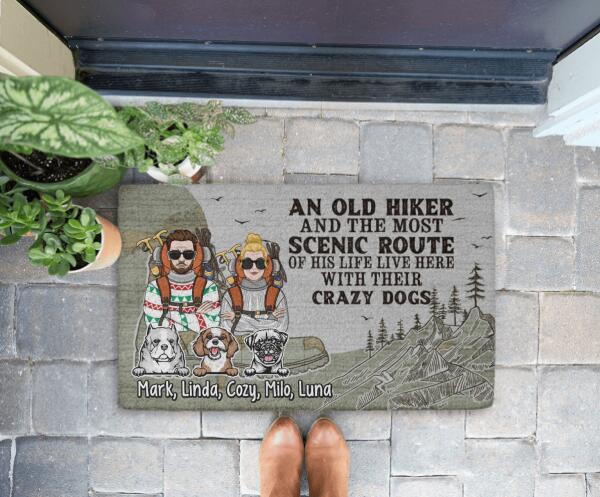 An Old Hike and the Most Scenic Route - Personalized Gifts Custom Dog Doormat for Couples, Dog Lovers, Family Gifts